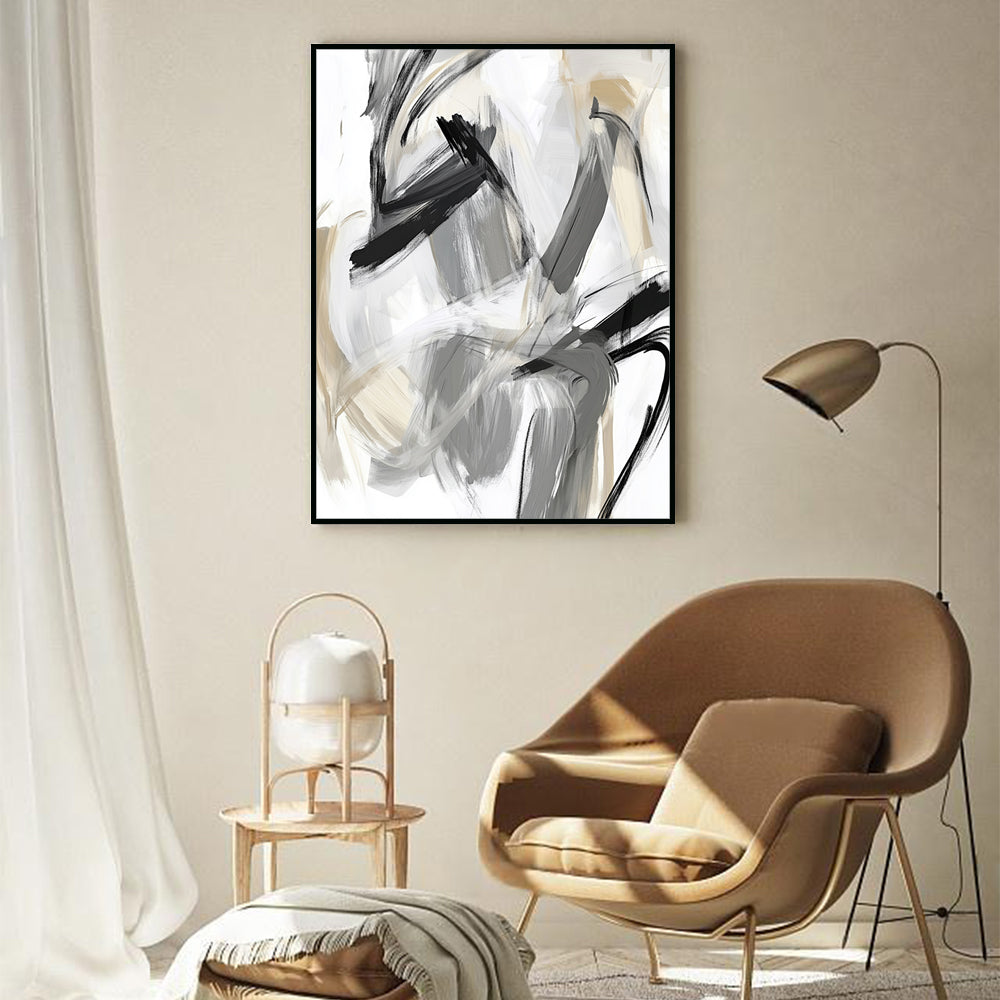 Monochromatic Brushstroke Canvas Wall Art