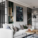 Dew-Kissed Black Roses Canvas Wall Art