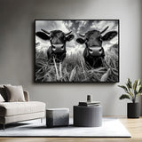 Quirky Black And White Cow Canvas Wall Art