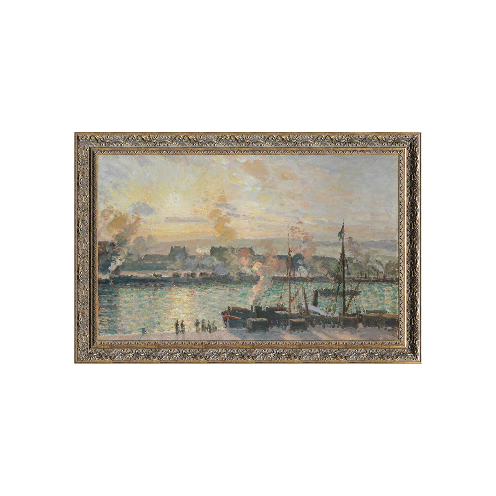 Sunset, The Port Of Rouen By Camille Pissarro