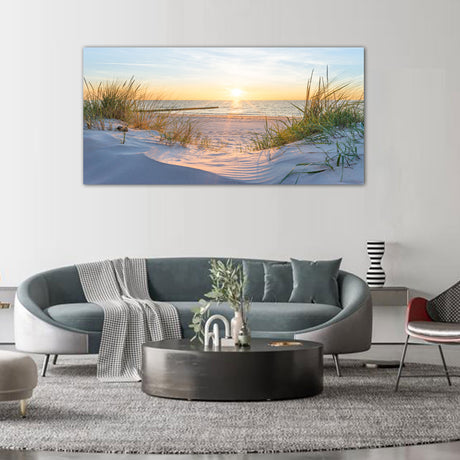 Golden Beach Dunes at Sunset Canvas Wall Art