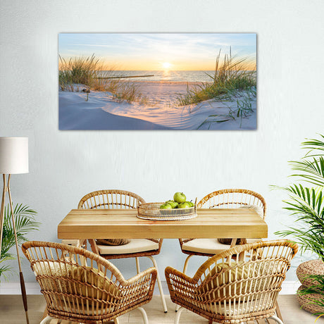 Golden Beach Dunes at Sunset Canvas Wall Art