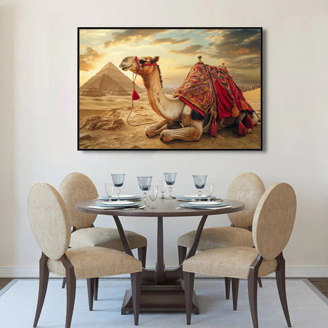 Desert Majesty: Camel and Pyramid Canvas Wall Art