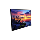 Urban Sunset Serenity: A Skyline By The Water Canvas Wall Art