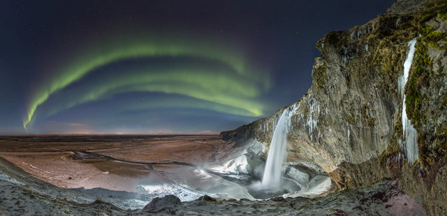 Northern Lights Over Seljalandsfoss Canvas Wall Art