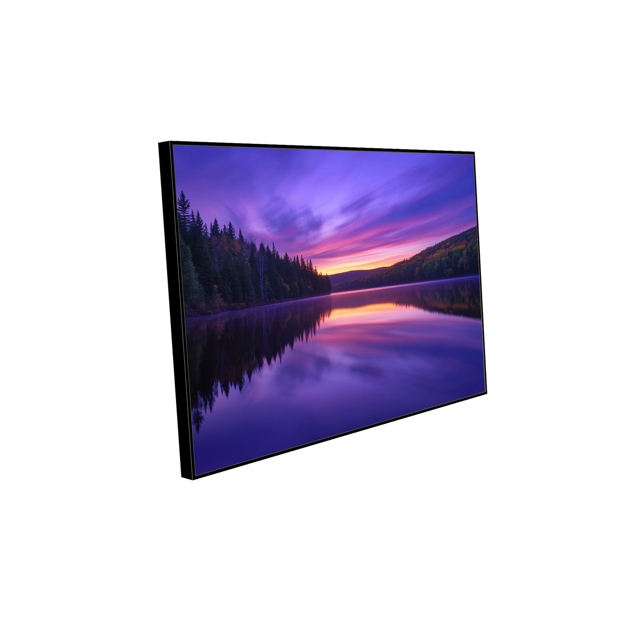 Serene Lake Reflection At Sunset - Tranquil Twilight Canvas Wall Art