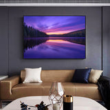 Serene Lake Reflection At Sunset - Tranquil Twilight Canvas Wall Art