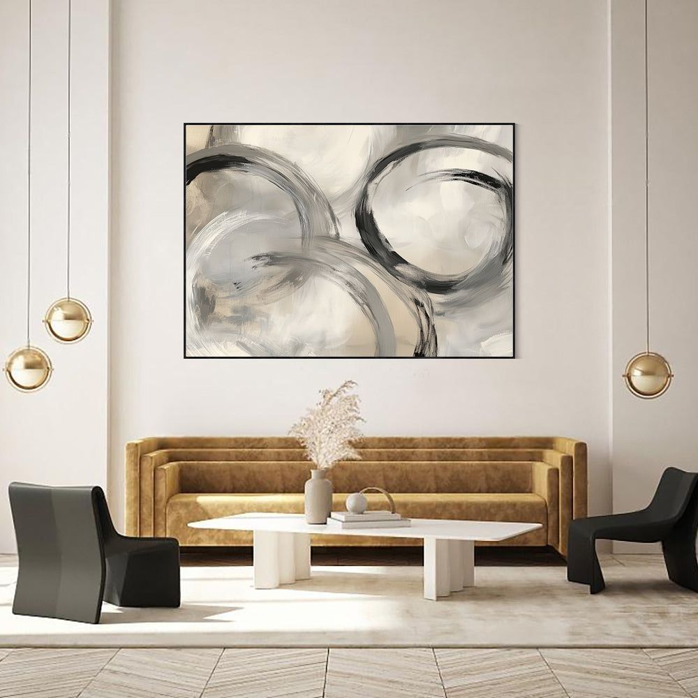 Monochrome Circular Canvas Wall Art 