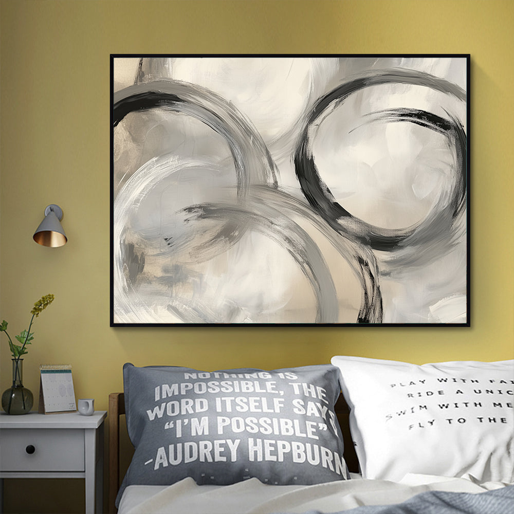 Monochrome Circular Canvas Wall Art 