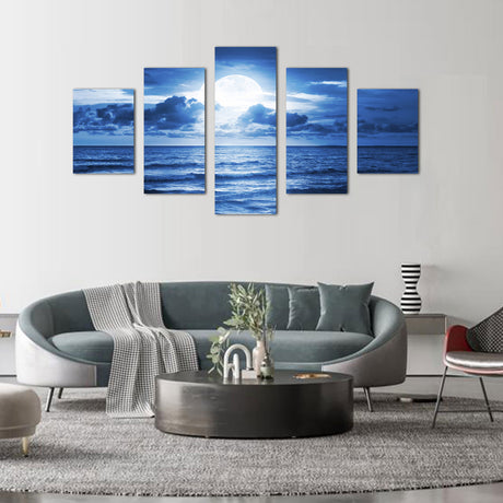 Tranquil Moonlit Seascape Canvas Wall Art