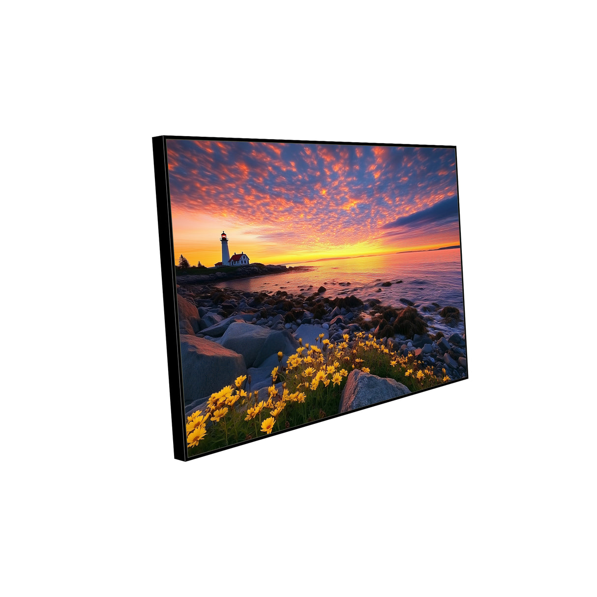 "Lighthouse Sunset Serenity"-Canvas Wall Art