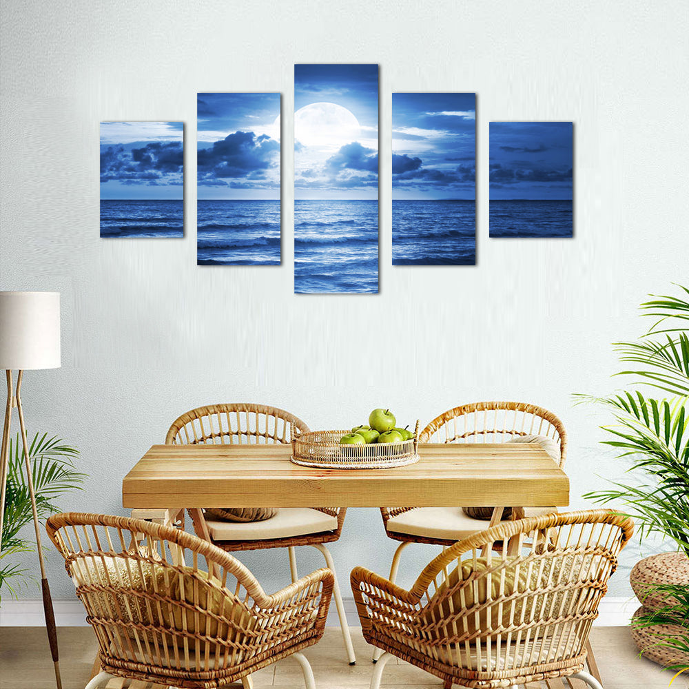 Tranquil Moonlit Seascape Canvas Wall Art