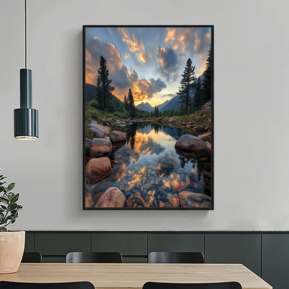 Mountain Sunset Canvas Wall Art - Nature’s Tranquil Beauty