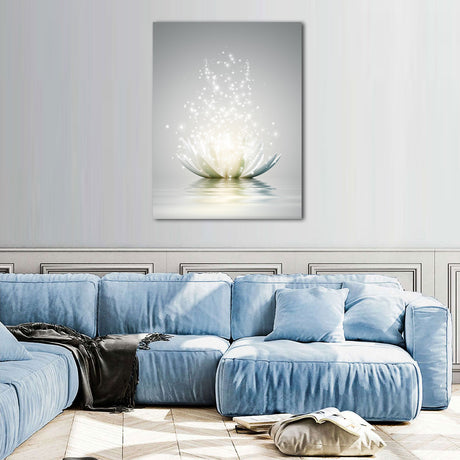 Illuminated Lotus Blossom Canvas Wall Art