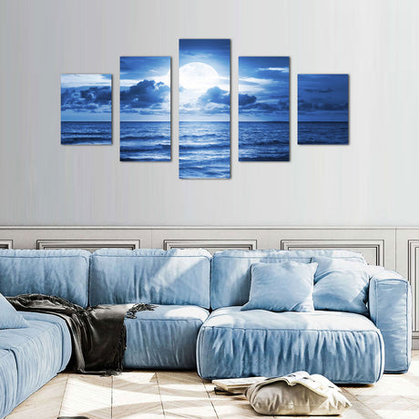 Tranquil Moonlit Seascape Canvas Wall Art