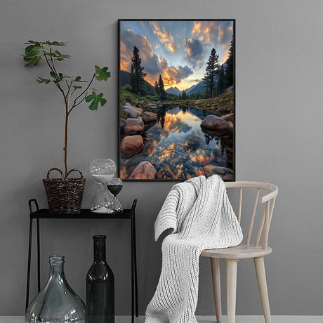 Mountain Sunset Canvas Wall Art - Nature’s Tranquil Beauty