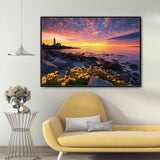 "Lighthouse Sunset Serenity"-Canvas Wall Art