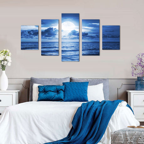 Tranquil Moonlit Seascape Canvas Wall Art