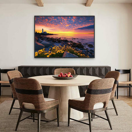 "Lighthouse Sunset Serenity"-Canvas Wall Art