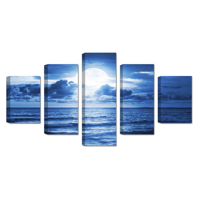 Tranquil Moonlit Seascape Canvas Wall Art