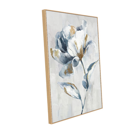 Abstract Blue and Gold Floral Canvas Wall Art