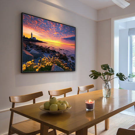 "Lighthouse Sunset Serenity"-Canvas Wall Art