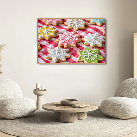 Festive Snowflake Cookies Canvas Wall Art