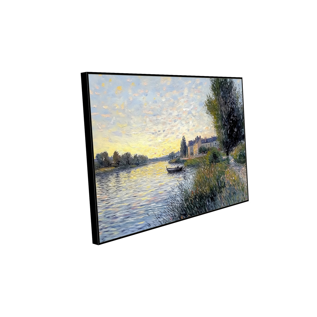 Sunlit Riverbanks: An Impressionist Landscape Canvas Wall Art