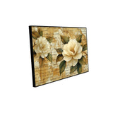Vintage Elegance: Ivory Blooms On Script Canvas Wall Art