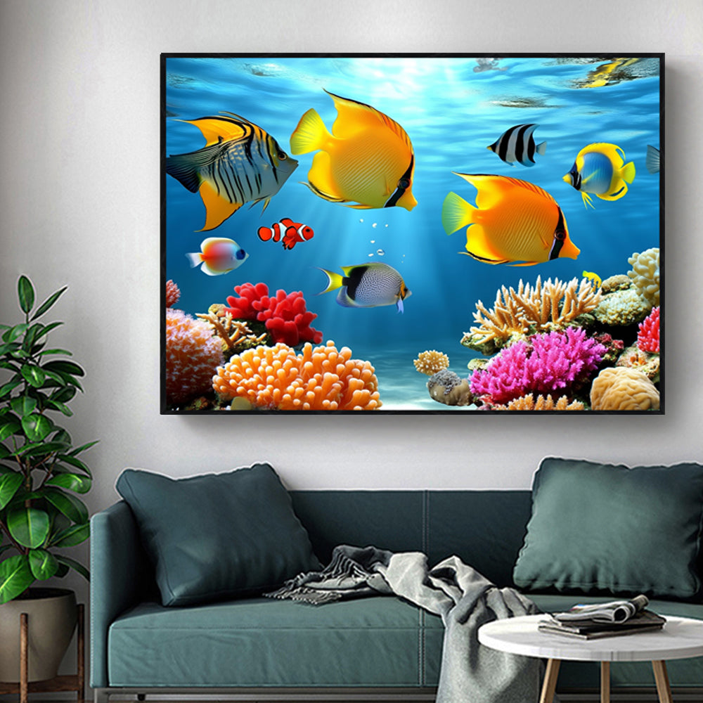 Underwater Paradise Vibrant Coral Reef - Canvas Wall Art