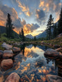 Mountain Sunset Canvas Wall Art - Nature’s Tranquil Beauty