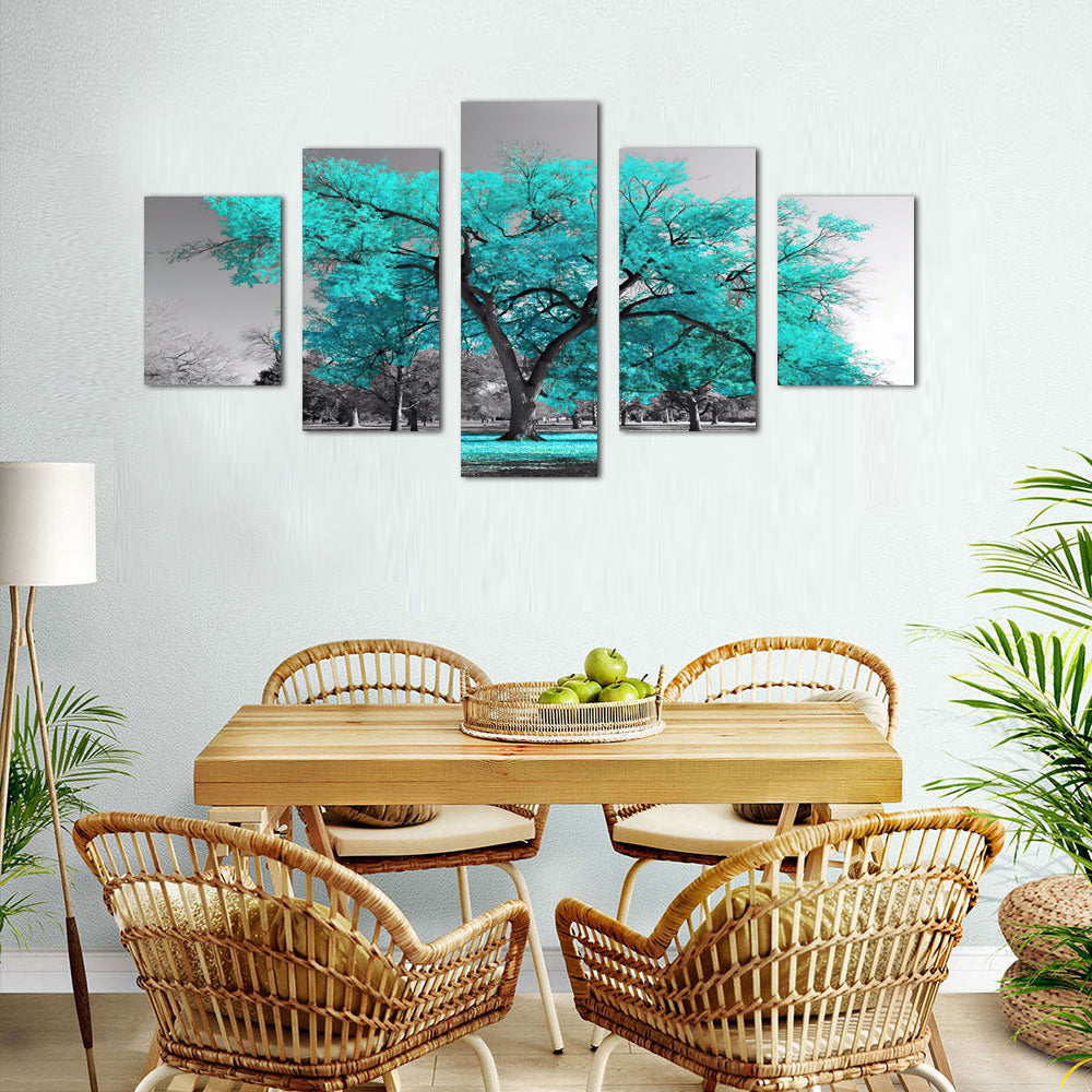 Teal Dreamscape Tree Canvas Wall Art