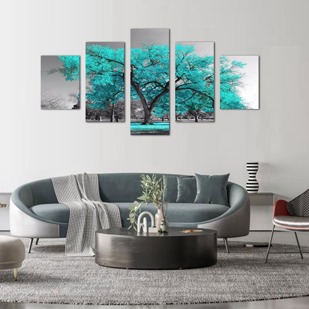 Teal Dreamscape Tree Canvas Wall Art