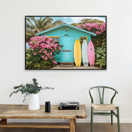 "Tropical Surf Shack Paradise"-Canvas Wall Art