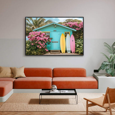 "Tropical Surf Shack Paradise"-Canvas Wall Art