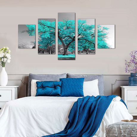 Teal Dreamscape Tree Canvas Wall Art