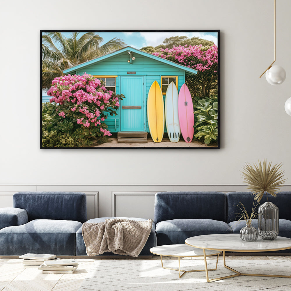 "Tropical Surf Shack Paradise"-Canvas Wall Art