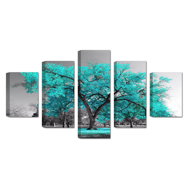 Teal Dreamscape Tree Canvas Wall Art