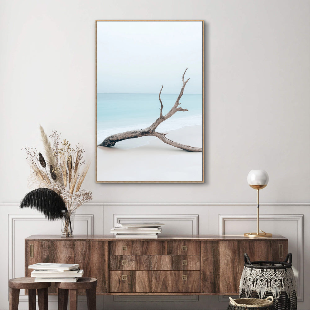 Minimalist Driftwood Beach Canvas Wall Art