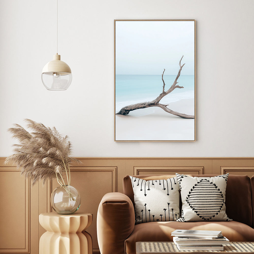 Minimalist Driftwood Beach Canvas Wall Art