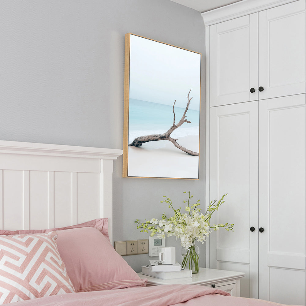 Minimalist Driftwood Beach Canvas Wall Art