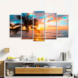 Tropical Beach Sunset Canvas Wall Art