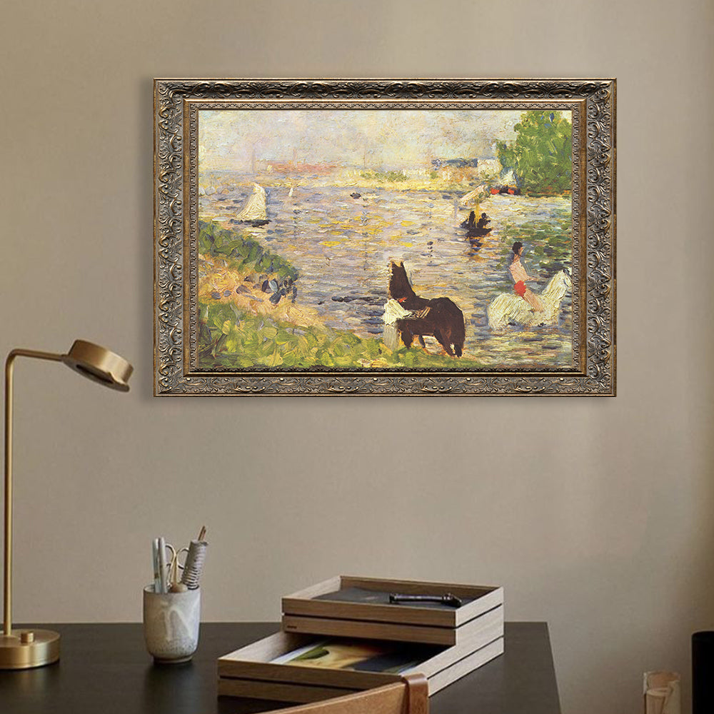 Horses In The Water By Georges Seurat