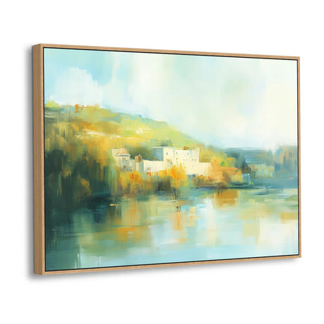 Serene Village Landscape Canvas Wall Art
