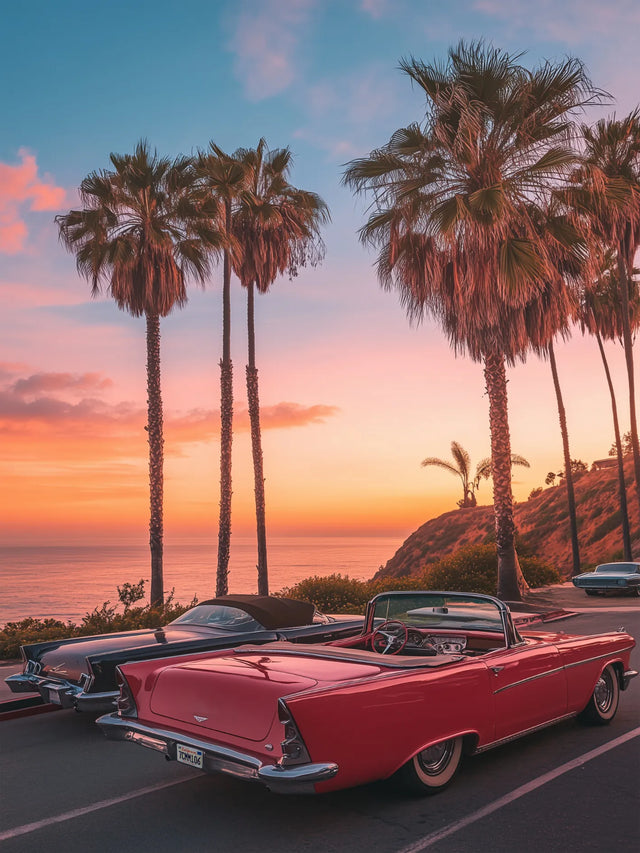 Coastal Drive at Sunset Canvas Wall Art