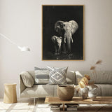 Majestic Elephants in Black and White -Canvas Wall Art