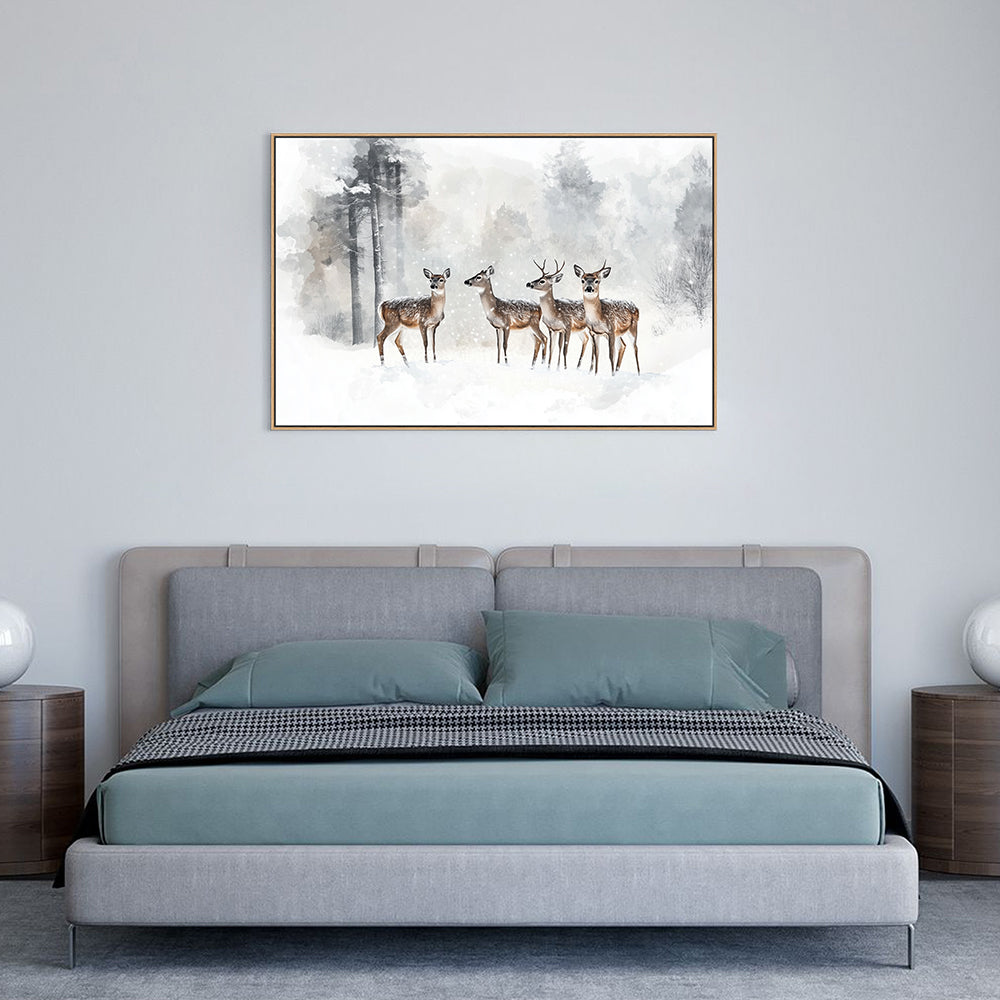 Winter Deer Canvas Wall Art