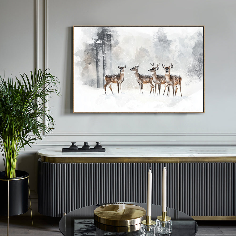 Winter Deer Canvas Wall Art