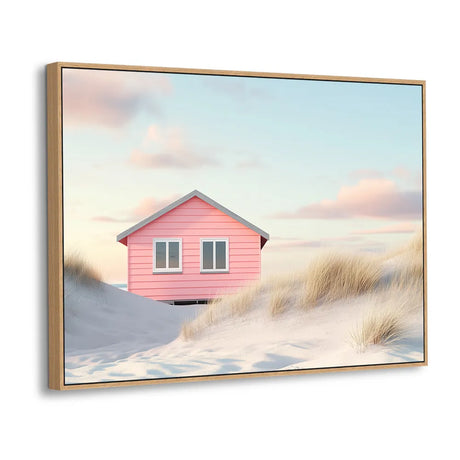 Dreamy Pink Beach House Canvas Wall Art