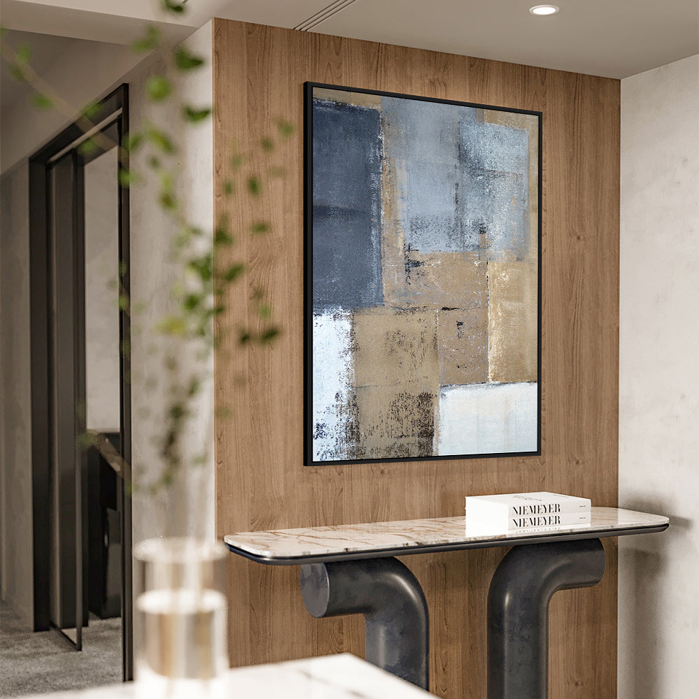 Modern Abstract Black, Gray, and Beige Canvas Wall Art